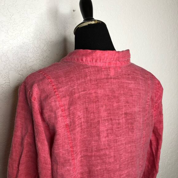 Habitat red pink lagenlook linen button down tunic top size Large - Picture 11 of 14